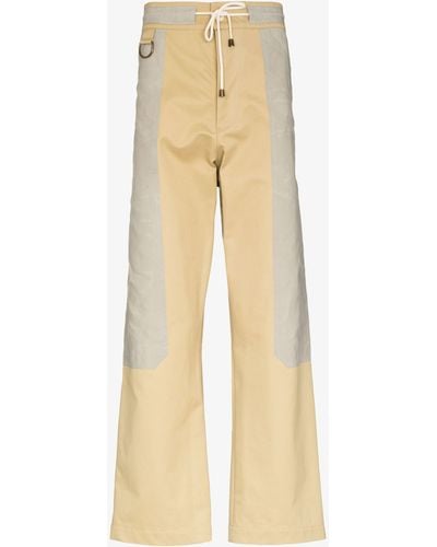 Nicholas Daley Panelled Straight Leg Cotton Trousers - Men's - Cotton - Natural