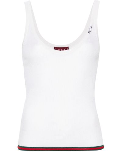 Gucci Intarsia-logo Knit Tank Top - Women's - Cashmere/silk - White