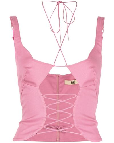 KNWLS Ray Lace Up Corset Top - Women's - Pure Cotton/elastane - Pink