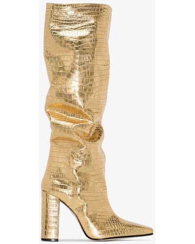 Paris Texas Gold 100 Croc-effect Leather Boots - Metallic