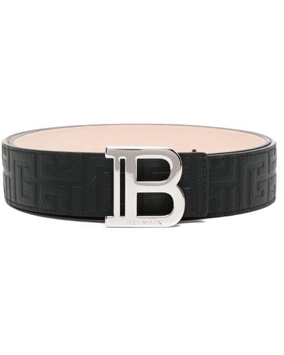 Balmain Calf Leather Belt With Logo Buckle - Black