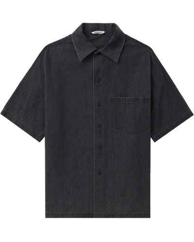 AURALEE Short-sleeved Cotton Shirt - Men's - Cotton - Black