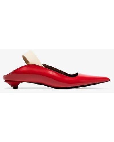 Proenza Schouler Red 20 Glossy Leather Slingback Court Shoes