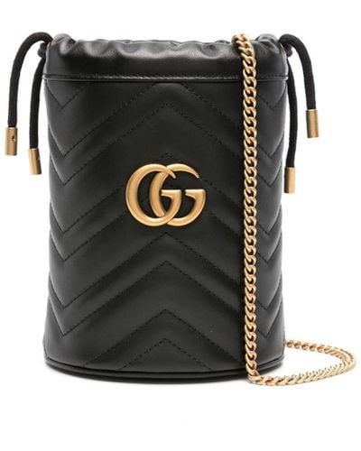 Gucci Mini gg Marmont Bucket Bag - Women's - Metal/microfibre/calf Leather - Black