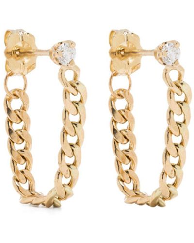 Zoe Chicco 14k Yellow Curb Chain Diamond Earrings - Women's - Diamond/14kt Yellow - Black