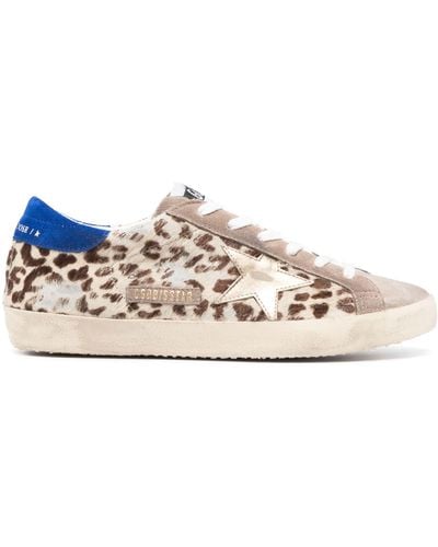 Golden Goose Neutral Superstar Leopard-print Sneakers - Natural