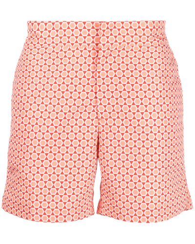 Frescobol Carioca Graphic Print Swim Shorts - Men's - Cotton/recycled Polyester - Pink