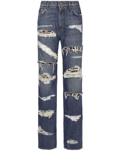 Dolce & Gabbana Distressed-effect Straight-leg Jeans - Blue
