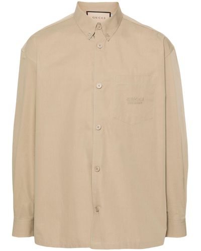 Gucci Logo Cotton Shirt - Natural