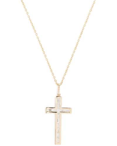 Sydney Evan 14k Yellow Cross Diamond Pendant Necklace - Metallic