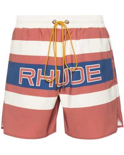 Rhude Pavil Logo-print Shorts - Red