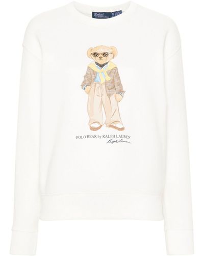 Polo Ralph Lauren Bear-print Regular-fit Cotton-blend Sweatshirt - White