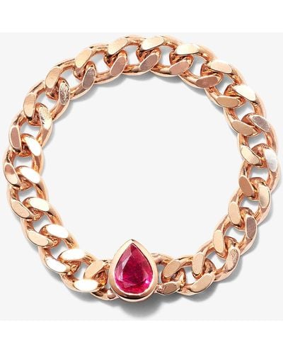 Roxanne First 14k Rose Gold Chain Ruby Ring - Women's - 14kt Rose Gold/ruby - Pink