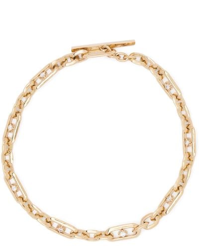 Lizzie Mandler 18k Yellow Figaro Chain Diamond Bracelet - Women's - 18kt /white Diamond - Metallic