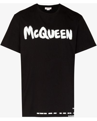 Alexander McQueen Graffiti Logo Organic Cotton T-shirt - Black