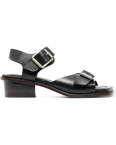 Lemaire Square-toe 35 Leather Sandals - Black