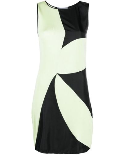 OperaSPORT Valeria Two-tone Panelled Silk Mini Dress - Black