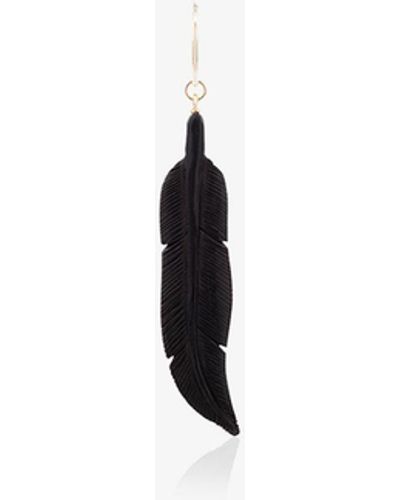 M. Cohen 18k Yellow Gold Horn Feather Earring - Black