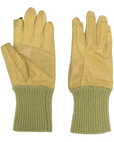 Rick Owens Ribbed Leather Gloves - Yellow
