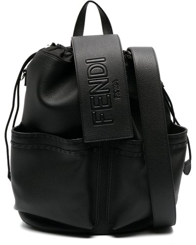 Fendi Strike Medium Backpack - Men's - Metal/calf Leather/fabric - Black