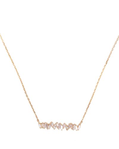 Suzanne Kalan 18k Yellow Classic Diamond Bar Necklace - White