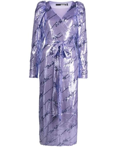 ROTATE BIRGER CHRISTENSEN Sequinned Wrap Midi Dress - Purple