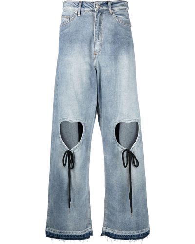 Natasha Zinko Heart Cut Out Jeans - Women's - Cotton - Blue