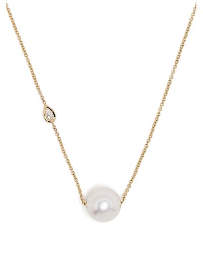 Mizuki 14k Yellow Sea Of Beauty Pearl And Diamond Necklace - Metallic