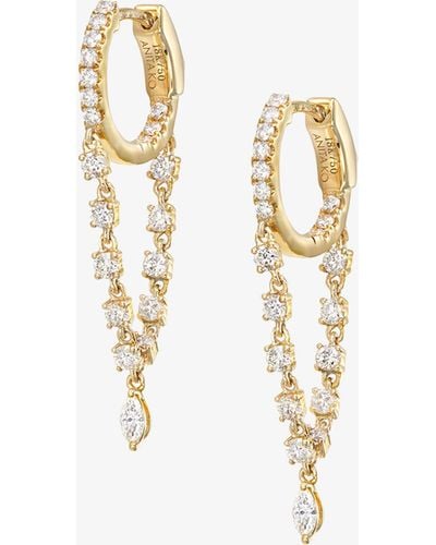 Anita Ko 18k Yellow Sienna Diamond Drop huggie Hoop Earrings - Metallic