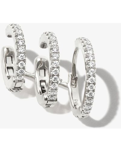 Maria Tash 18k White Gold Triple Linked Eternity Diamond Hoop Earring And Cuffs - Women's - 18kt White Gold - Metallic