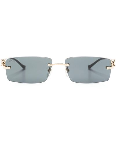 Cartier Gold-tone Ct0430s Rectangle-frame Sunglasses - Women's - Metal - Gray