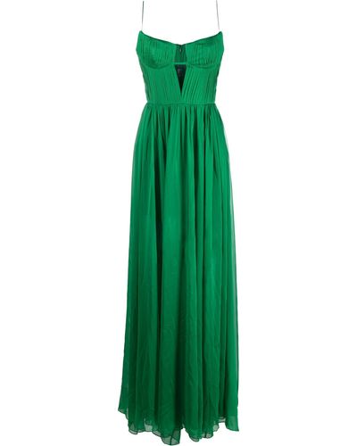 Rasario Bustier Cut-out Pleated Gown - Green