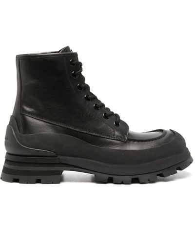 Alexander McQueen Wander Lace Up Boot In - Black