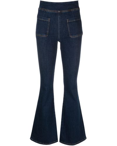 FRAME The Bardot Jetset Elasticated-waistband Flared Jeans - Blue
