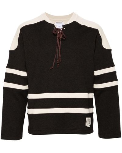 Nike Cedar And Ecru White Paneled Stripes Sweater - Black