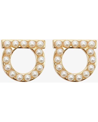 Ferragamo -plated Gancini Pearl Stud Earrings - Metallic