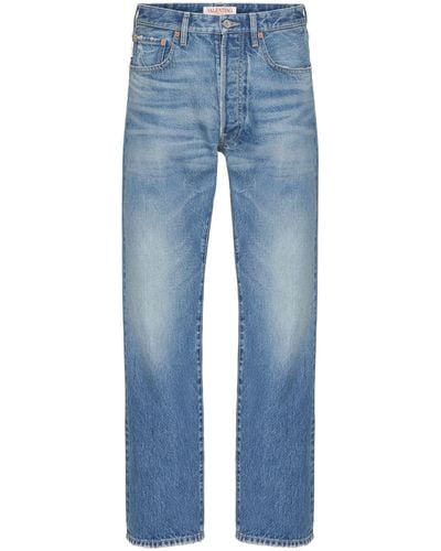 Valentino Garavani V Detail Straight-leg Jeans - Blue