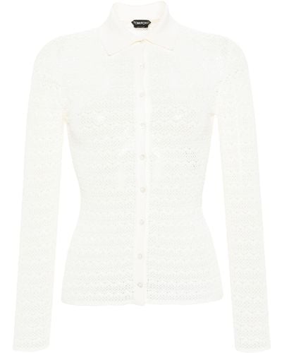 Tom Ford Neutral Open-knit Cardigan - White