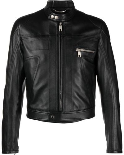 Dolce & Gabbana Zip-up Leather Biker Jacket - Black