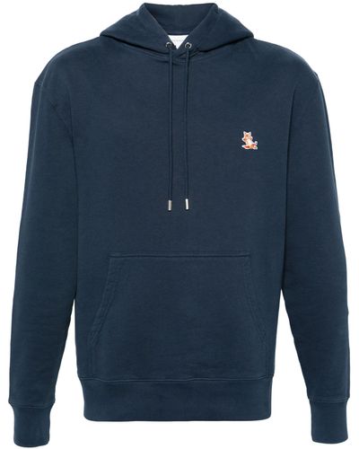 Maison Kitsuné Fox Appliqué Cotton Hoodie - Men's - Cotton - Blue