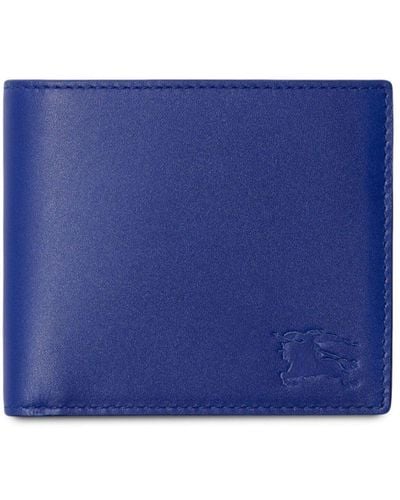 Burberry Leather Ekd Bifold Wallet - Blue