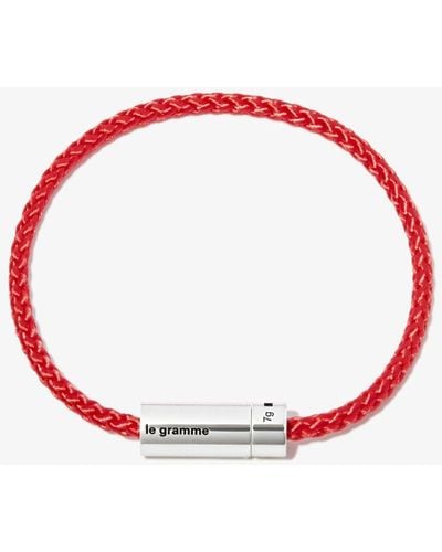 Le Gramme Sterling Le 7g Polished Nato Cable Bracelet - Unisex - Cotton/sterling - Red