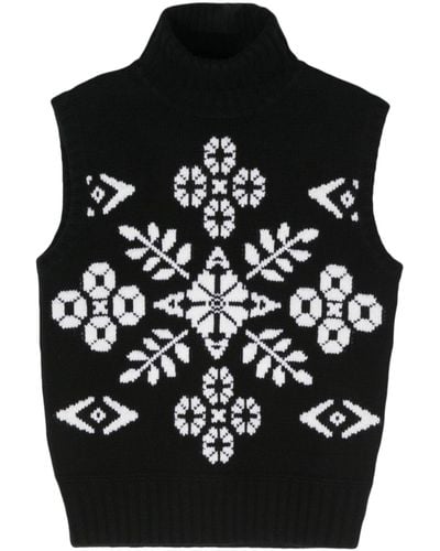 Max Mara Intarsia-knit Vest - Black
