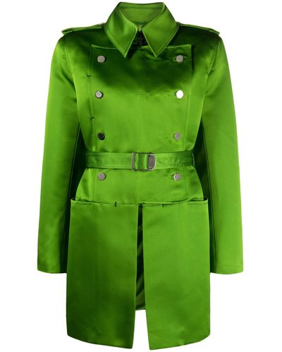 Tom Ford Belted Double-breasted Silk Coat - Green