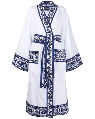 Dolce & Gabbana Carretto Siciliano Cotton Robe - Unisex - Cotton - Blue