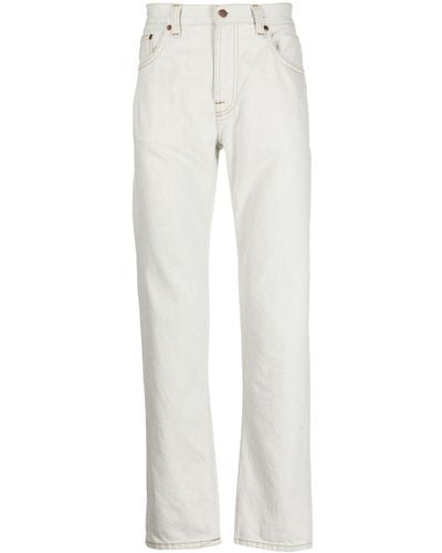 Nudie Jeans Mid-rise Straight-leg Jeans - White