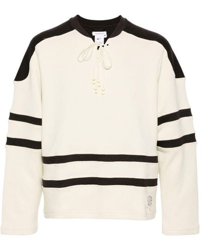 Nike Ecru White And Brown Panelled Jumper - Men's - Cotton/wool/nylon - Natural