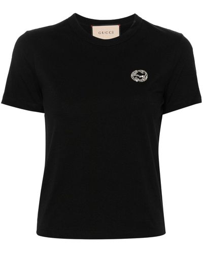 Gucci Branded Slim-fit Cotton-jersey T-shirt - Black