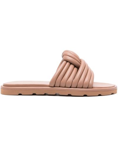 Gianvito Rossi Neutral Ottavia Leather Slides - Women's - Rubber/calf Leather - Pink