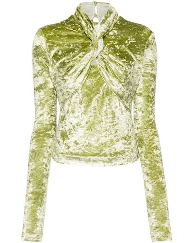 Nanushka Iride Twist-detailing Velvet Top - Green